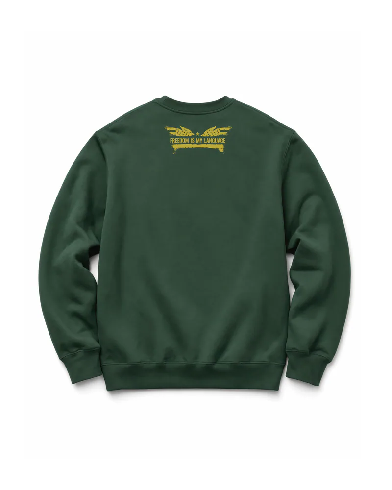 The Sovereign Crewneck Vanguard in Legacy Green, back